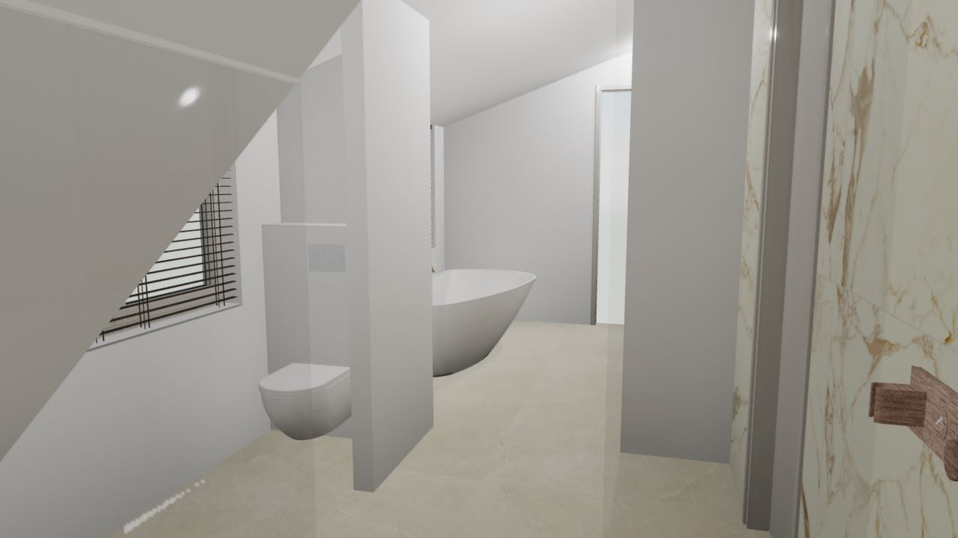 3D tekening toilet in badkamer